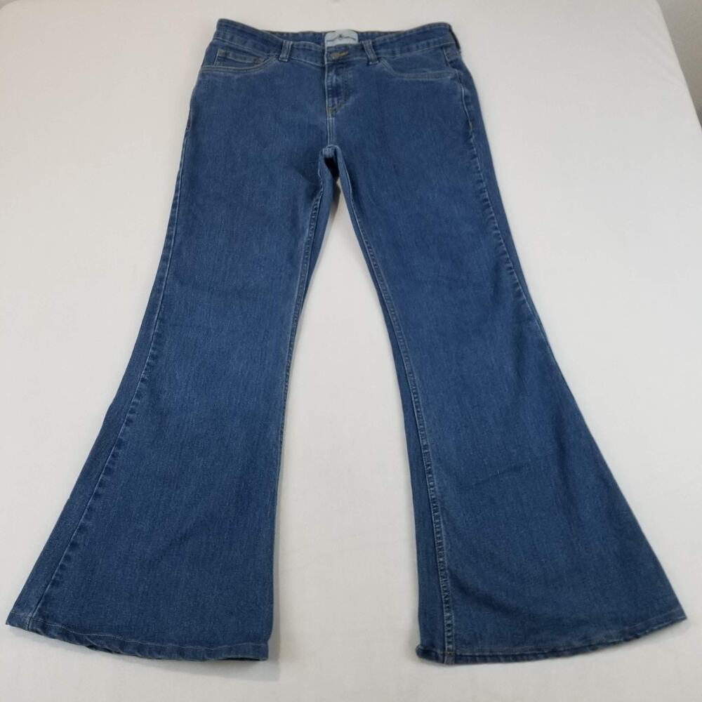 Madcap England Jeans Womens 32 Blue Flare Jeans Chewed Hem Denim